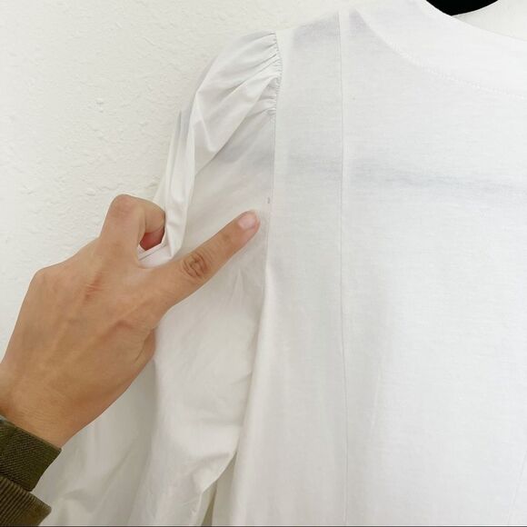 Rebecca Taylor Voile White Cotton Pouf Sleeve Top - Picture 5 of 8